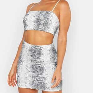 Snakeskin Print Crop Top and Skirt Set